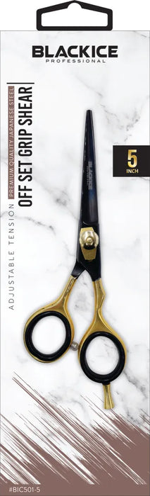 BLACK ICE Stylish Off Set Grip Gold & Black 5" Shear